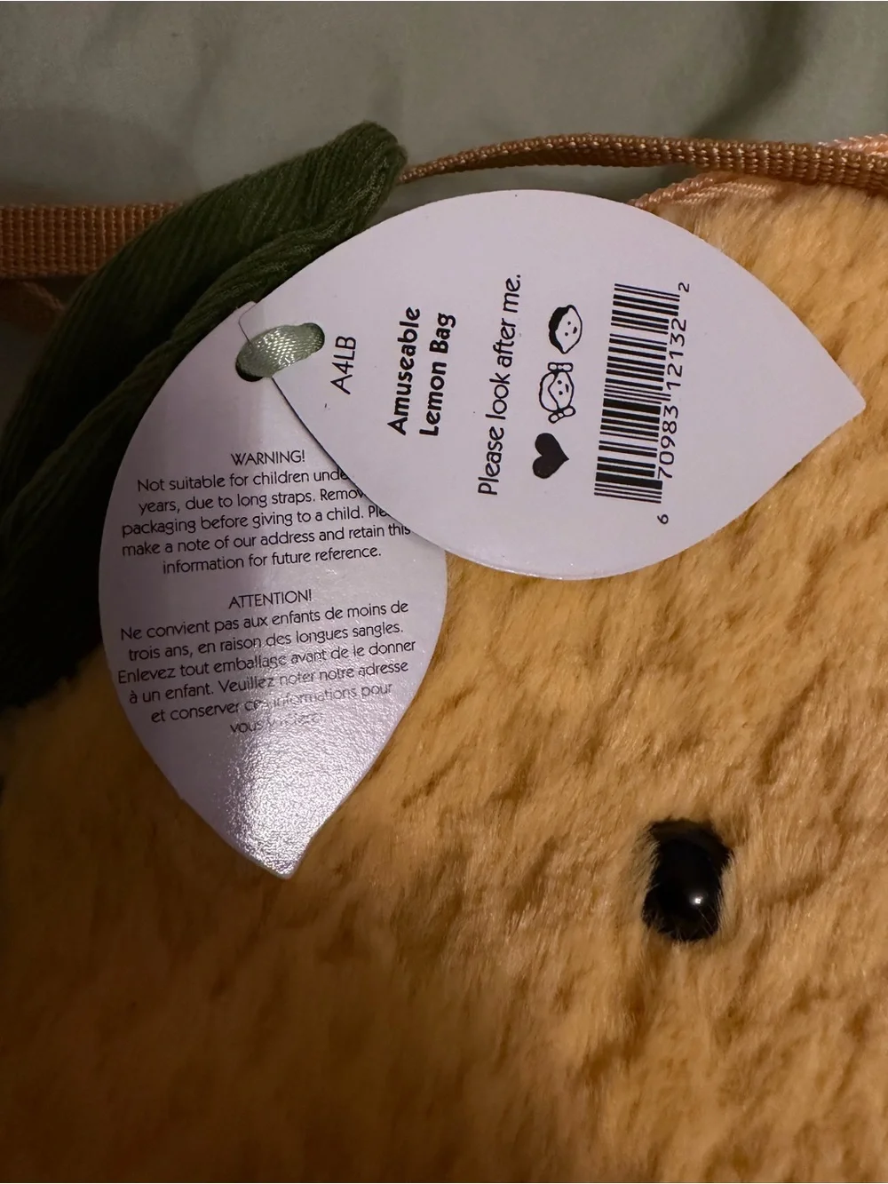 Jellycat Amuseable Lemon Bag BNWT
